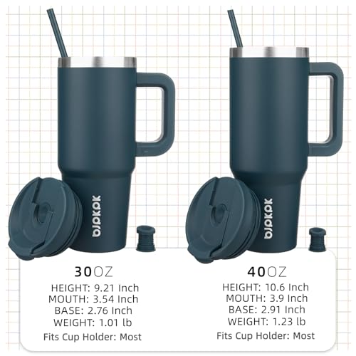 30 oz Insulated Tumbler with Handle & Straw