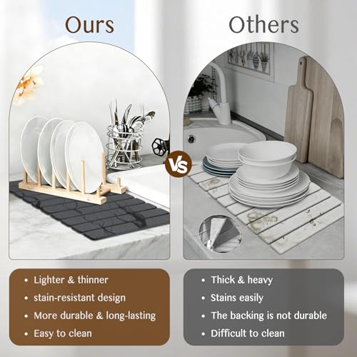 Large Stone Dish Drying Mat for Kitchen Counter (2 Count)