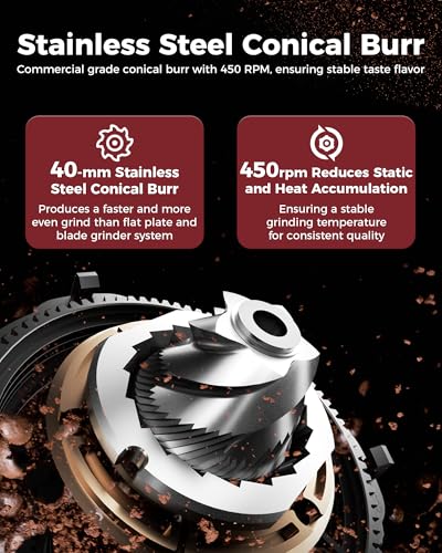 G1 40mm Conical Burr Coffee Grinder with 48 Grind Settings