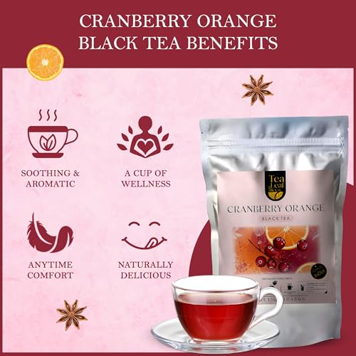 Tealeaf & Co. Cranberry Orange Black Tea Bags Blended with Fresh Herbs and Spices (7.055 Ounce)