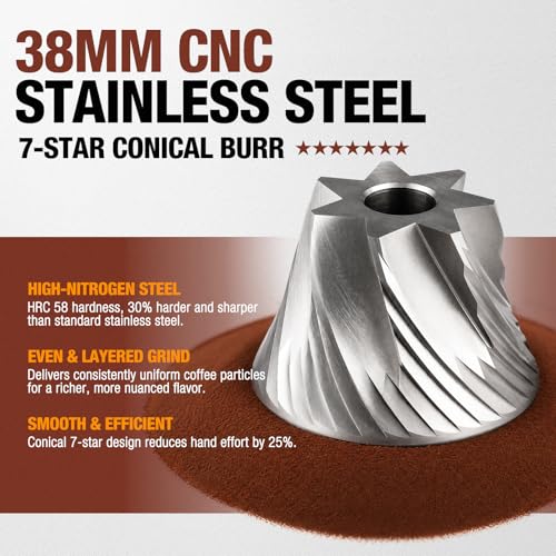 Portable Manual Coffee Grinder with Stainless Steel Conical Burr