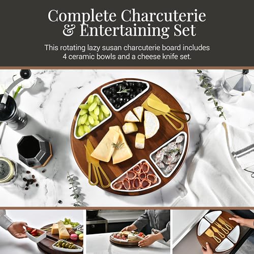 Upgraded Lazy Susan Cheese Cutting Board Set