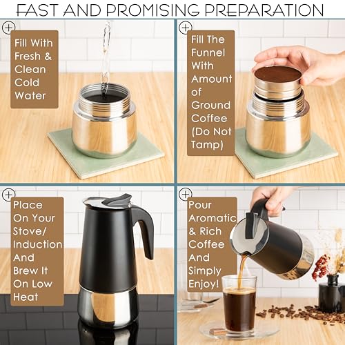 6 Cup Greca Moka Pot (6 Espresso Cups)