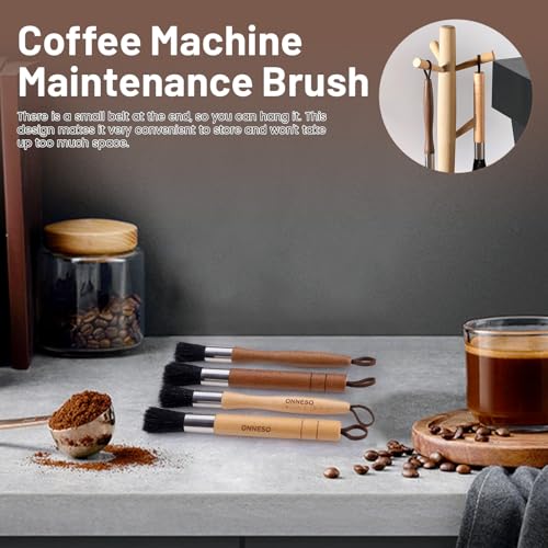2 Pieces Beige Coffee Grinder Cleaning Brush with Black Bristle