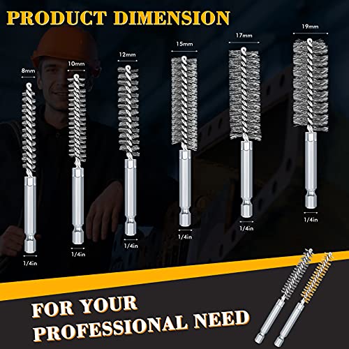 24 Pieces Bore Brush for Drill Wire Bore Brush Set Wire Cleaning Set Stainless Steel Cleaning for Power Drill Impact Driver
