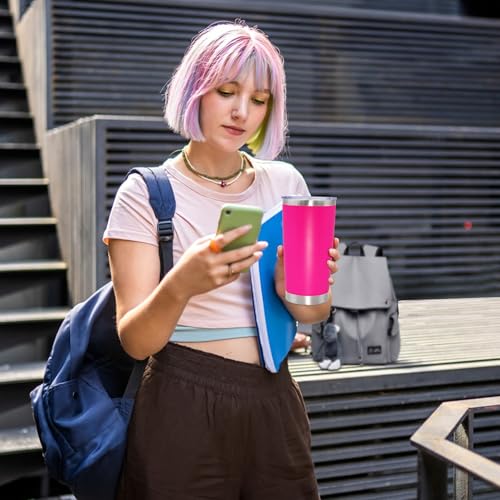 20oz Tumbler Insulated Coffee Tumblers with Lid Stainless Steel HotPink 12P (12 Count)