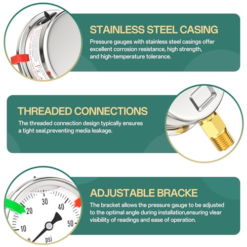 0 60PSI Stainless Steel Liquid Filled Pressure Gauge