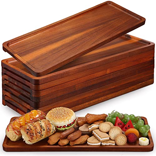 10 Pack Acacia Wood Serving Trays Rectangular (10 Count)