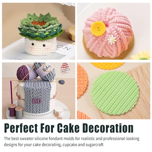 Sweater Texture Fondant Impression Mats Knit Fondant Embosser Texture Mats for Clay Cake Decorating Fondant Molds 1Pcs