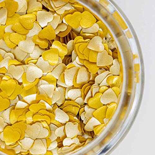 Edible Glitter Heart Sprinkles for Cookie Decorating Edible Glitter for Drinks Fancy Gold Sprinkles for Cake Decorating Drink Glitters Cake Decorations Glitters for Cakes Vegan Sprinkle