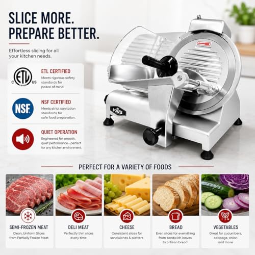 10" Electric Meat Slicer with Bread Slicing Attachment