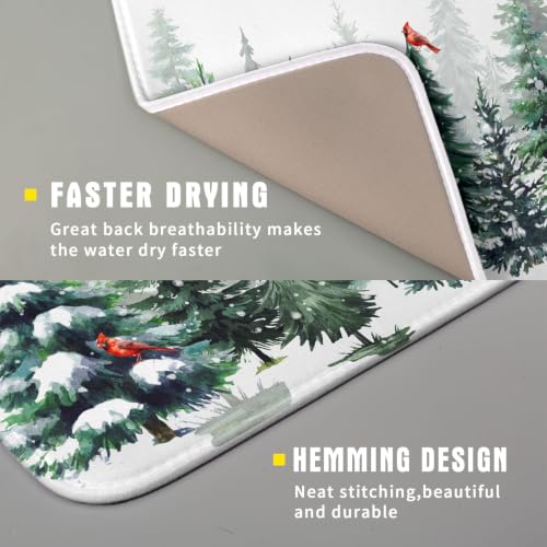 Green Pine Tree Forest Dish Drying Mat for Kitchen Counter
