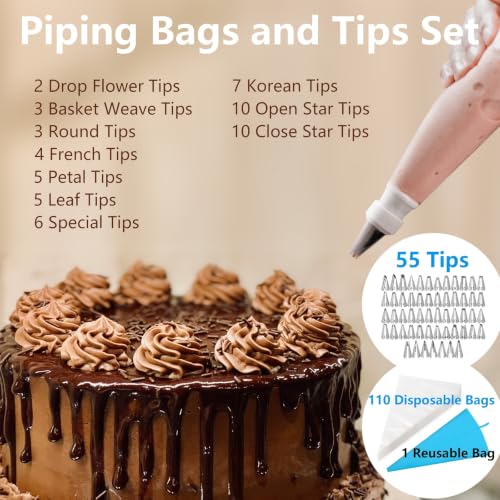 200PCs Cake Decorating Supplies Kit for Beginners (200 Count)