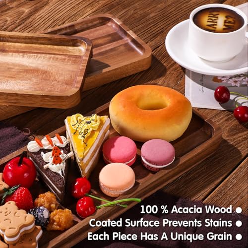 5 Pack Solid Acacia Wood Serving Trays for Food (5 Count)