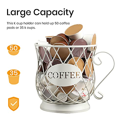 White Medium Coffee Pod Capsule Storage Holder for 35 K Cups Capacity K Cup Holder K Cup Organizer