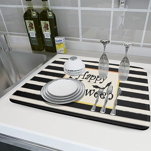 Happy Halloween Bats Dish Drying Mat for Kitchen Counter