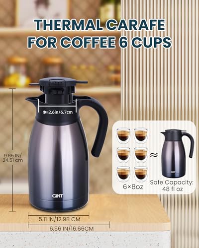 51Oz Stainless Steel Thermal Coffee Carafe with Lid