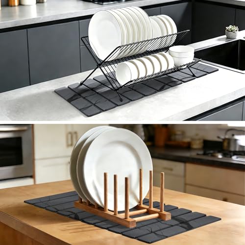 Large Stone Dish Drying Mat for Kitchen Counter (2 Count)