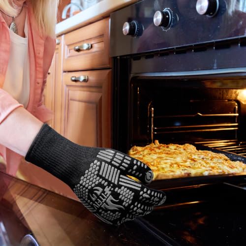 BBQ Gloves 1472°F Heat Resistant with Silicone Grip Oven Mitts (2 Count)