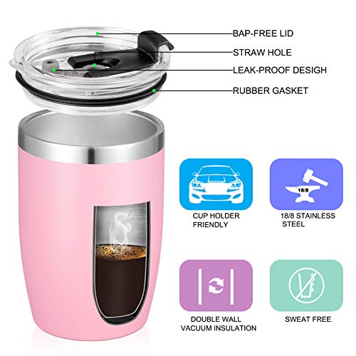 Stainless Steel 12 oz Tumblers bulk Vacuum Insulated Double Wall Travel Tumbler with Lid and Straw Reusable Tumbler (6 Count)