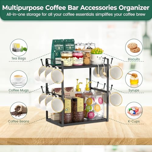 Coffee Station Bar Organizer Mug Holder Stand Countertop