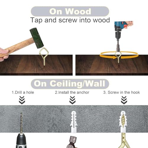 20PCS Eye Screw Hooks for Hanging Heavy Duty with Safety Buckle.Metal Ceiling Hooks for Hanging Plants
