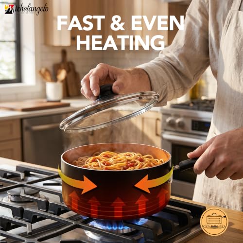 Nonstick Saucepan Set with Lids & Steamer