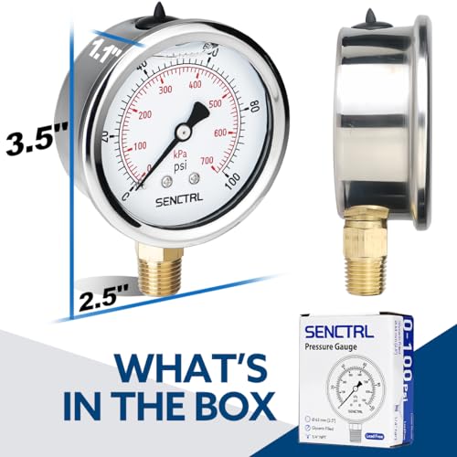 100 Psi Lead Free Glycerin Liquid Filled Low Water Pressure Gauge