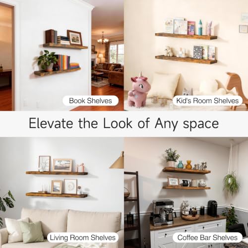Rustic Brown Floating Shelves 35.4in