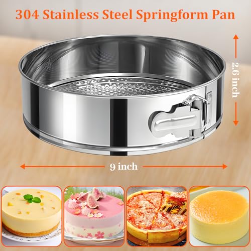 9 Inch Springform Pan 304 Stainless Steel Nonstick Springform Cake Pan with Removable Bottom
