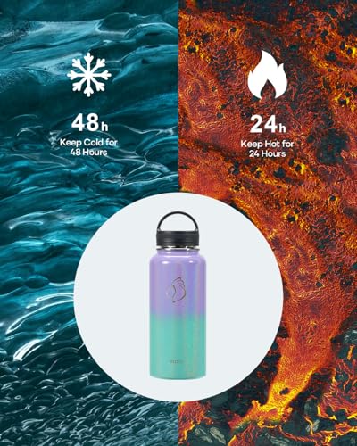 32 oz Water Bottle Insulated with Straw & 3 Lids