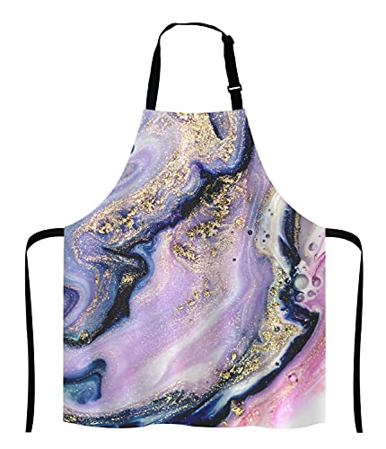 Marble Apron Colorful Natural Luxury Gouache Landscape Unisex Kitchen Bib with Adjustable Neck for Cooking Gardening