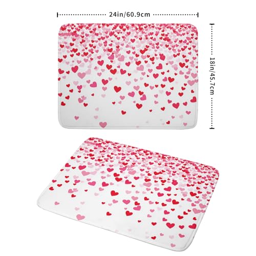 Valentine's Day Dish Drying Mat for Kitchen Counter Love Heart Kitchen Dish Drying Pad 18”x24” Absorbent Reversible Happy Valentine Dishes Drainer Pad Dish Drying Rack Mat for Countertop