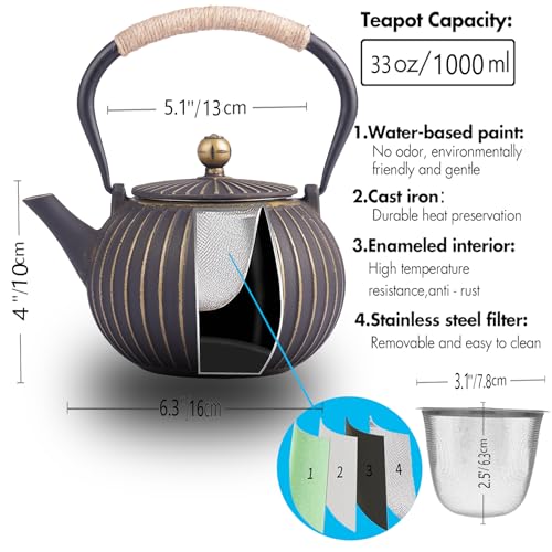Cast Iron Teapot 40oz Infuser