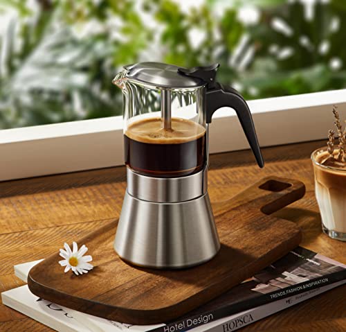SIXAQUAE Moka Induction Stovetop Espresso Maker With Pressure valve