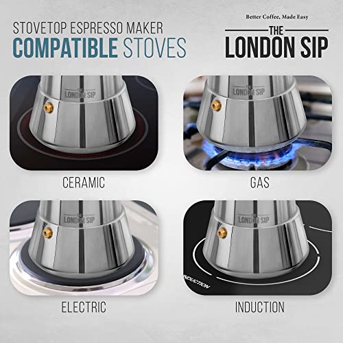 London Sip Stainless Steel Stovetop Espresso Maker Moka Pot Italian Coffee Percolator