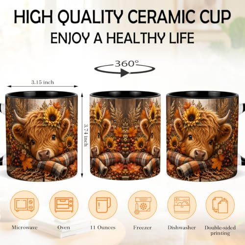 Fall Sunflower Highland Cow Coffee Mug