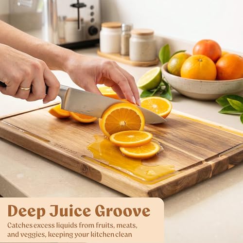 Acacia Wood Cutting Boards for Kitchen Set of 3 (3 Count)