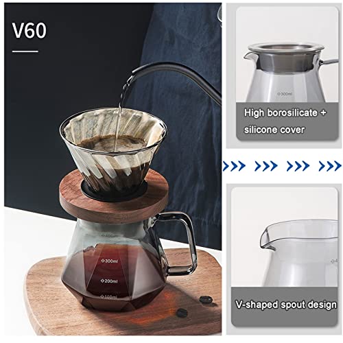 Pour Over Coffee Maker Set Coffee Kettle Scale Server Dripping Cup Bean Grinder Filter Paper Ceramic Cup All in 1 Great for Traveling Camping Excellent Coffee Gift