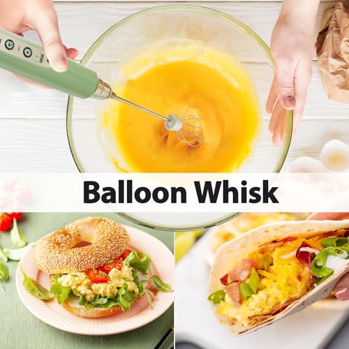 Milk Frother Wand Rechargeable Handheld Electric Whisk 3 Speed Adjustable