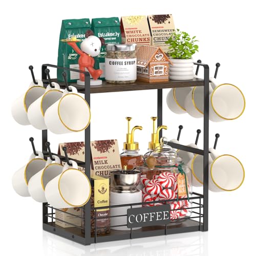 Coffee Mug Cup Holder Tree Bar Station Organizer