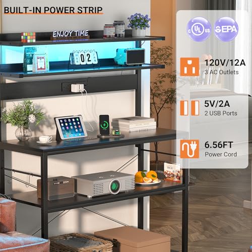 Bakers Rack with Power Outlet & RGB LED