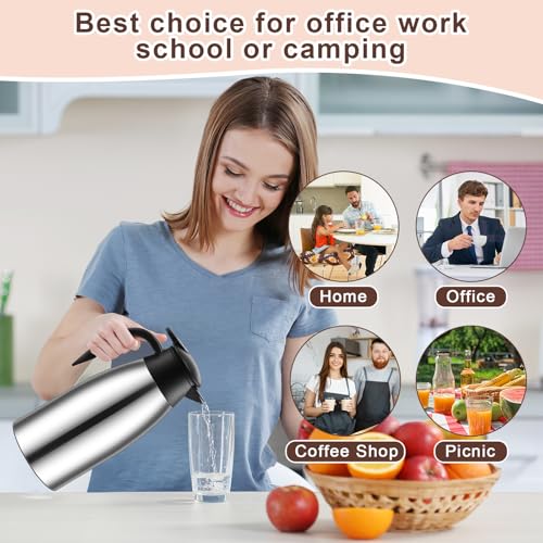 2 Pcs Thermal Coffee Carafe Insulated Stainless Steel Coffee Carafe for Hot Liquid Vacuum Thermal Pot Creamer Pitcher Dispenser with Brushes Keeping Hot Water Milk (4 Count)