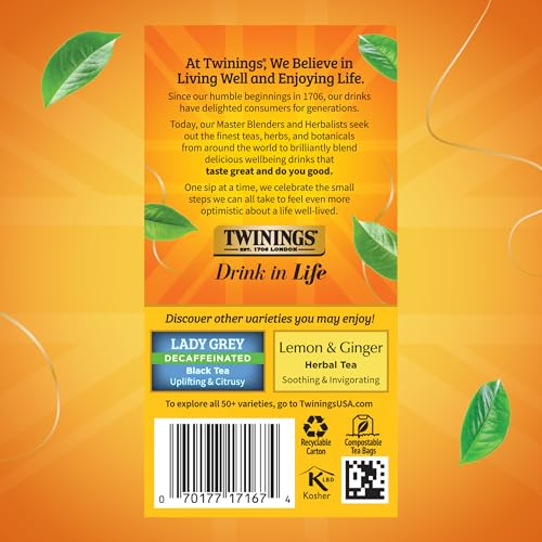 Decaffeinated Earl Grey Black Bergamot Tea Bags 20 CT Box (120 Count)