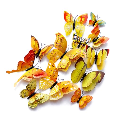 3D Butterfly Wall Decor Butterfly Decorations Stickers with Magnets (24 Count)