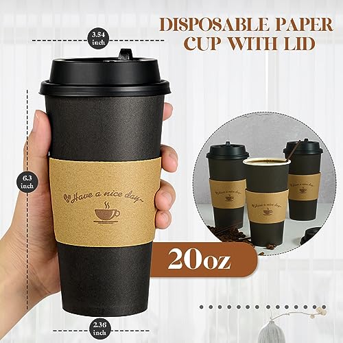 50 Pack 20 oz Paper Coffee Cups for Hot Chocolate Drinks (50 Count)