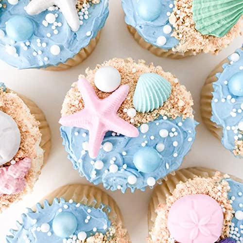 Under the Sea Silicone Mold 3pcs Marine Fondant Cake Mold Seashell Conch Starfish Silicone Baking Mold for Under the Sea Ocean Chocolate Candy Cake Decoration Polymer Clay Gum Paste Craft