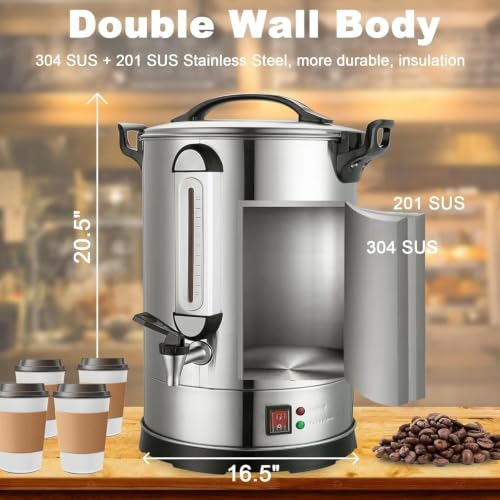 24L Coffee Percolator Large Coffee Maker 155 Cups Commercial Coffee Urn Electric Industrial Coffee Maker Hot Water Dispenser Machine for Catering