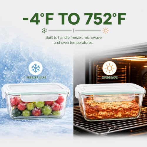 2 Pack Large Glass Storage Containers with Lids 85oz