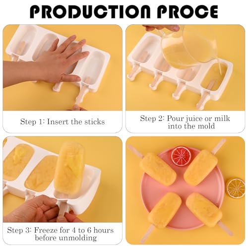 Large Oval 4 Cavities Silicone Popsicle Molds (153 Count)